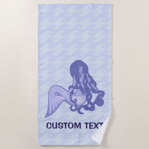 Sitting Mermaid Blue Beach Towel