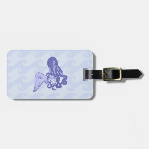 Sitting Mermaid Blue Luggage Tag