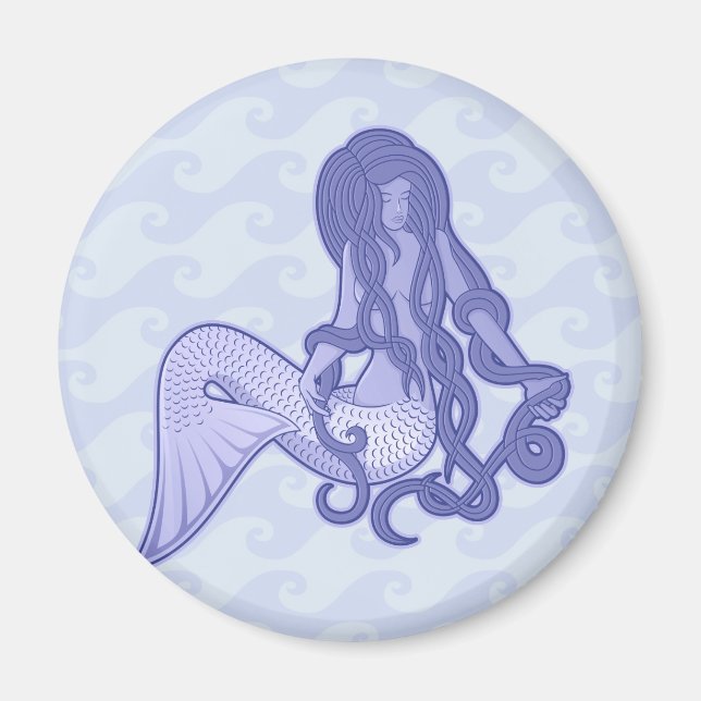 Sitting Mermaid Blue Magnet (Front)