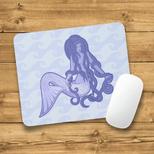 Sitting Mermaid Blue Mouse Pad