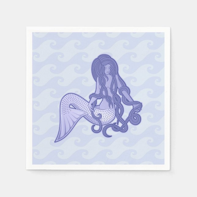 Sitting Mermaid Blue Napkin (Front)
