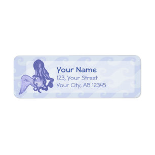 Sitting Mermaid Blue Return Address Label