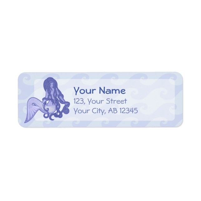 Sitting Mermaid Blue Return Address Label (Front)