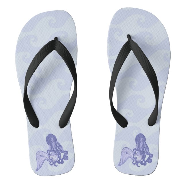 Sitting Mermaid Blue Thongs (Footbed)