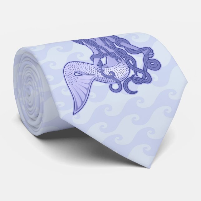 Sitting Mermaid Blue Tie (Rolled)