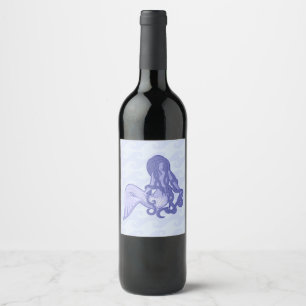 Sitting Mermaid Blue Wine Label