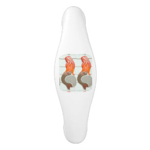 sitting  mermaid ceramic cabinet pull
