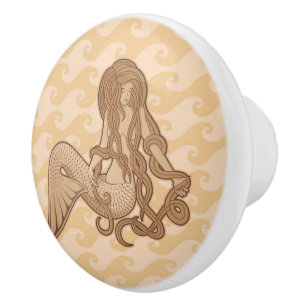 Sitting Mermaid Ceramic Knob