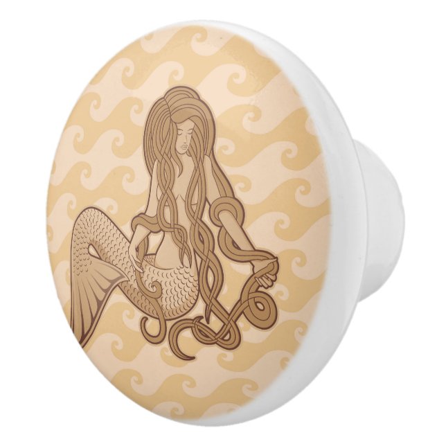 Sitting Mermaid Ceramic Knob (Right)