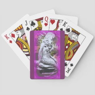 sitting mermaid purple playing cards