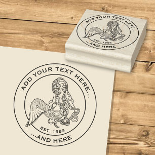 Sitting Mermaid Rubber Stamp