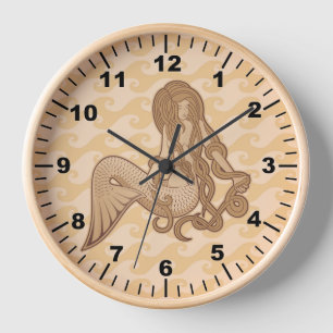 Sitting Mermaid Wall Clock