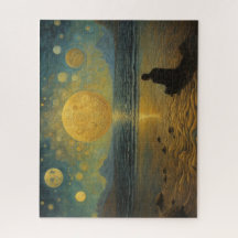 Sitting on the beach of the surreal world