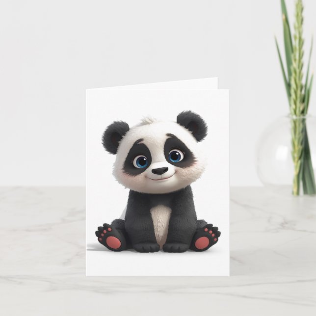 Sitting Panda Bear Cartoon Illustration Art Card (Front)