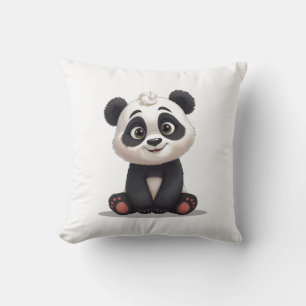 Sitting Panda Bear Cartoon Illustration Artwork Cushion