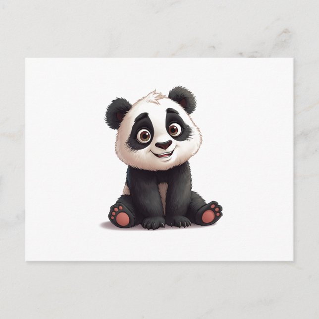 Sitting Panda Bear Cartoon Illustration Artwork Holiday Postcard (Front)