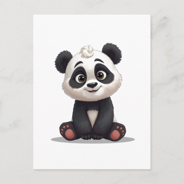 Sitting Panda Bear Cartoon Illustration Artwork Holiday Postcard (Front)