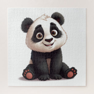 Sitting Panda Bear Cartoon Illustration Artwork Jigsaw Puzzle
