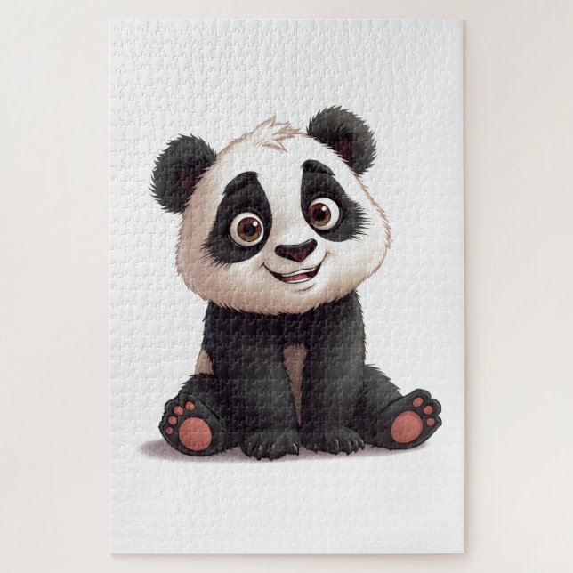 Sitting Panda Bear Cartoon Illustration Artwork Jigsaw Puzzle (Vertical)