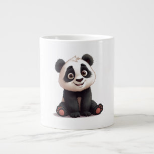 Sitting Panda Bear Cartoon Illustration Artwork Large Coffee Mug
