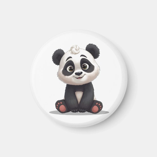 Sitting Panda Bear Cartoon Illustration Artwork Magnet (Front)