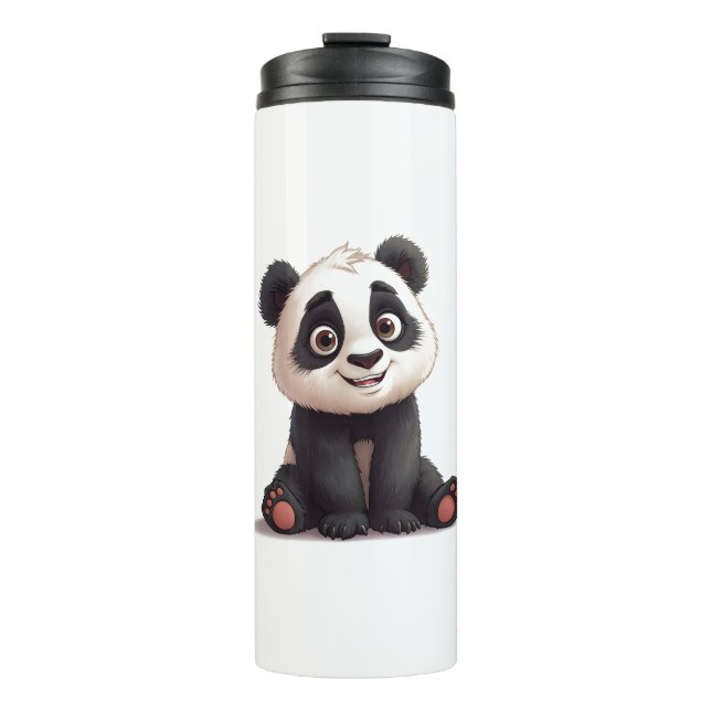 Sitting Panda Bear Cartoon Illustration Artwork Thermal Tumbler (Front)