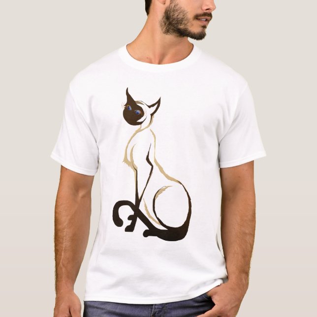 Sitting Pretty Siamese Cat T-Shirt (Front)