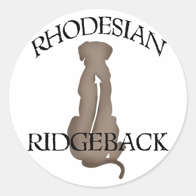 Sitting Rhodesian Ridgeback w/ Text Classic Round Sticker (Front)