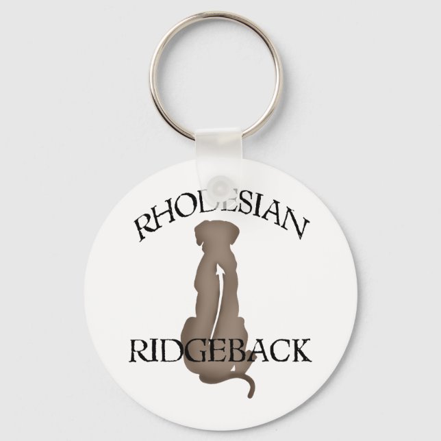 Sitting Rhodesian Ridgeback w/ Text Key Ring (Front)