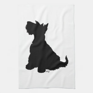 Sitting Scottie Dog Tea Towel