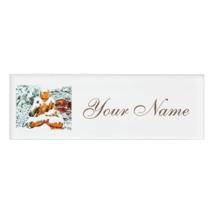 sitting snow buddha name tag
