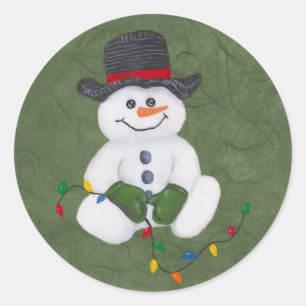 Sitting Snowman Sticker