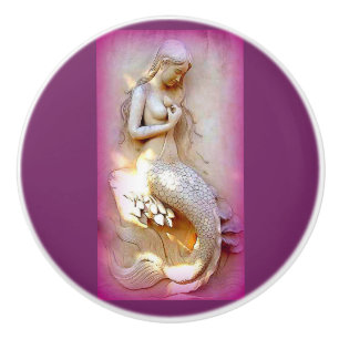Sitting stone mermaid Thunder_Cove Ceramic Knob