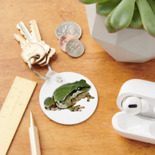 Sitting Tree Frog Photo over White Key Ring
