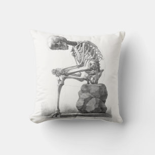 Sitting vintage skeleton thinking cushion