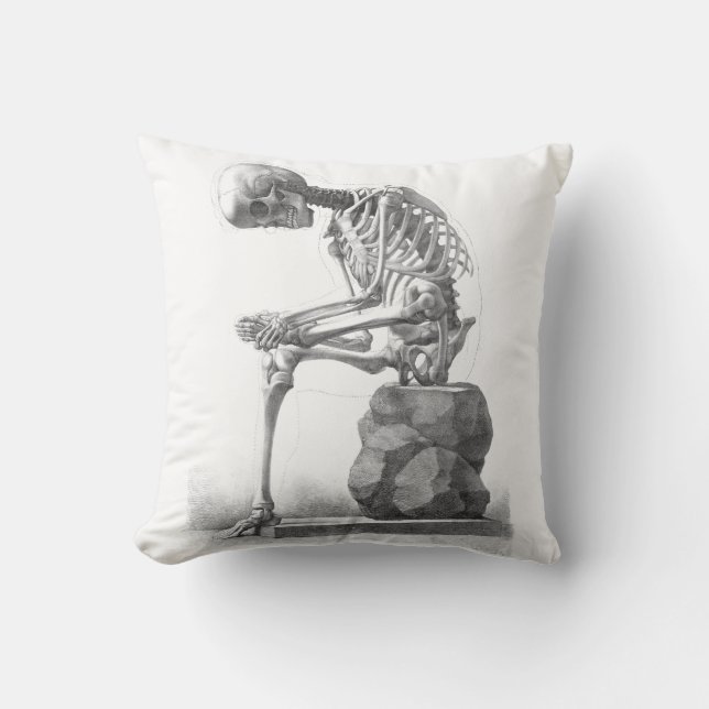 Sitting vintage skeleton thinking cushion (Front)