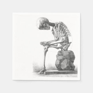 Sitting vintage skeleton thinking napkin