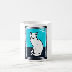 Sitting White Cat, Julie de Graag Coffee Mug