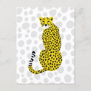 Sitting Wild Cheetah Spotted Big Cat Portrait Postcard