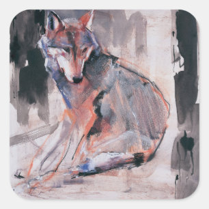 Sitting Wolf 2000 Square Sticker