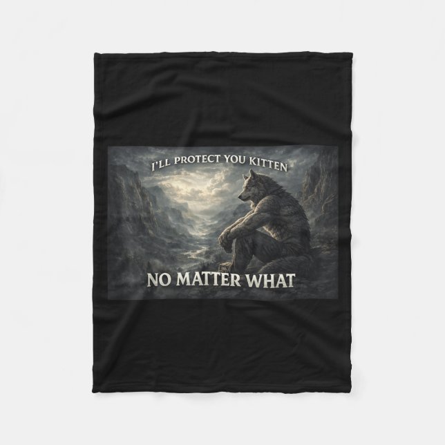 Sitting Wolf Me Werewolf Ripping Meme Alpha Wolf Fleece Blanket (Front)