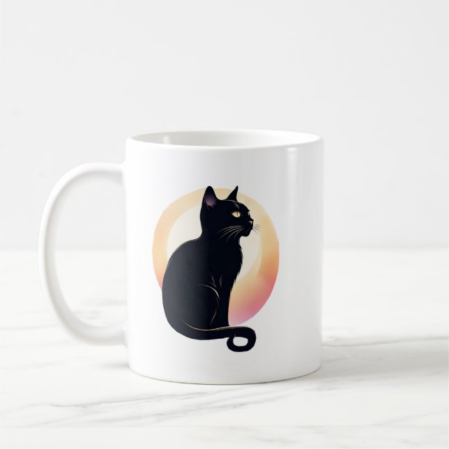 Sittng black cat coffee mug (Left)