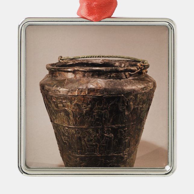 Situla with three repousse decorative bands metal ornament (Front)