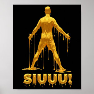 Siuu Funny Soccer Footll Kids Boys Gold-drip Socce Poster