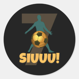 Siuuu Funny Soccer Footll Boys Men Women Soccer Pl Classic Round Sticker