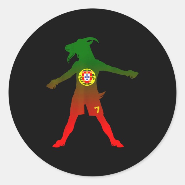 Siuuu Real Goat Rtugal Flag Soccer Men Women Kids  Classic Round Sticker (Front)