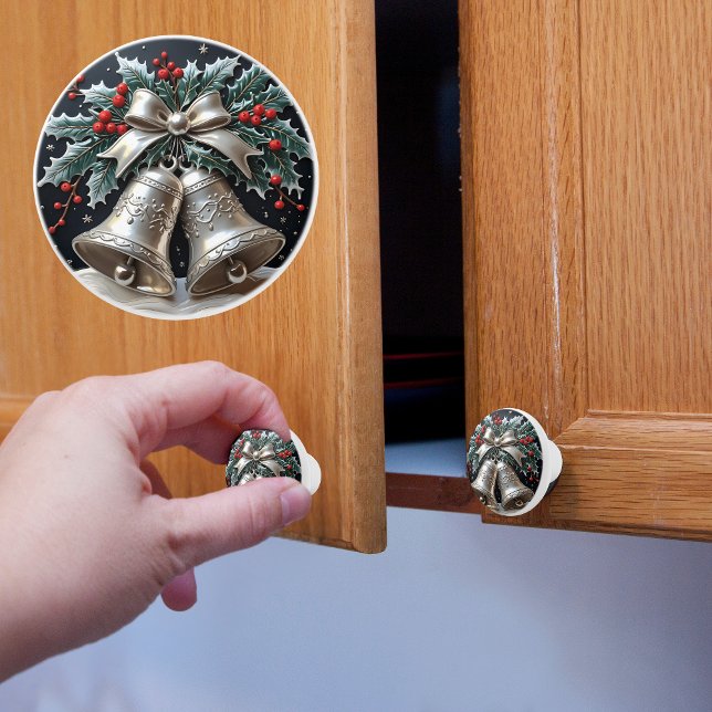 Siver Bells and Holly Christmas Ceramic Knob (Creator Uploaded)