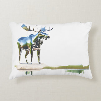 Siver Moose Statue Reflection  Decorative Cushion