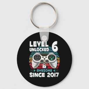 Six 6yr Bday Son Boy Funny Gamer 6th 6 Year Old Bi Key Ring