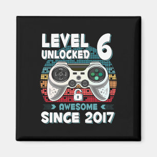 Six 6yr Bday Son Boy Funny Gamer 6th 6 Year Old Bi Magnet